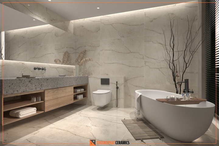 Ứng dụng của gạch 60x120 màu vàng sữa